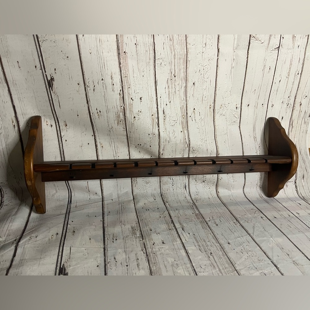 Vintage Wooden Plate Spoon Display Rack Wall Shelf Collection Pegs